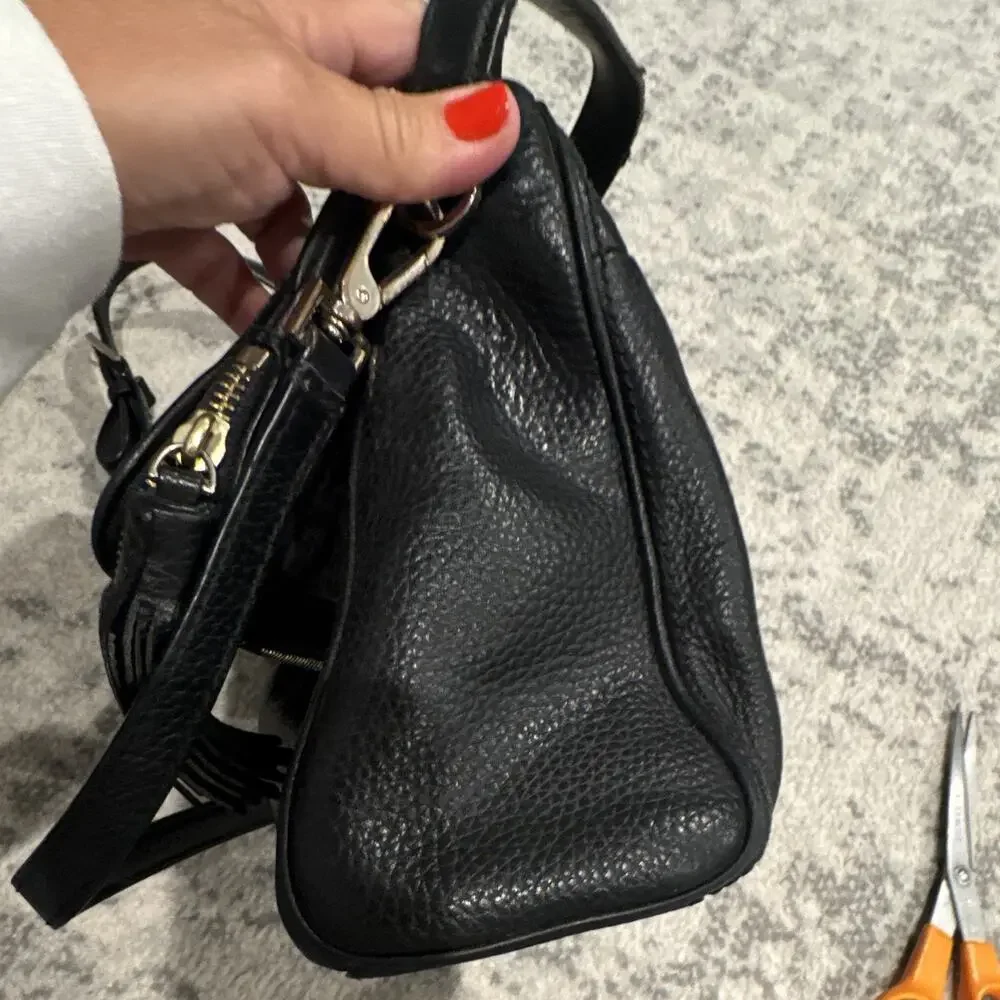kate spade new york Black Pebbled Shoulder/Crossbody Bag Zip Tassel Medium